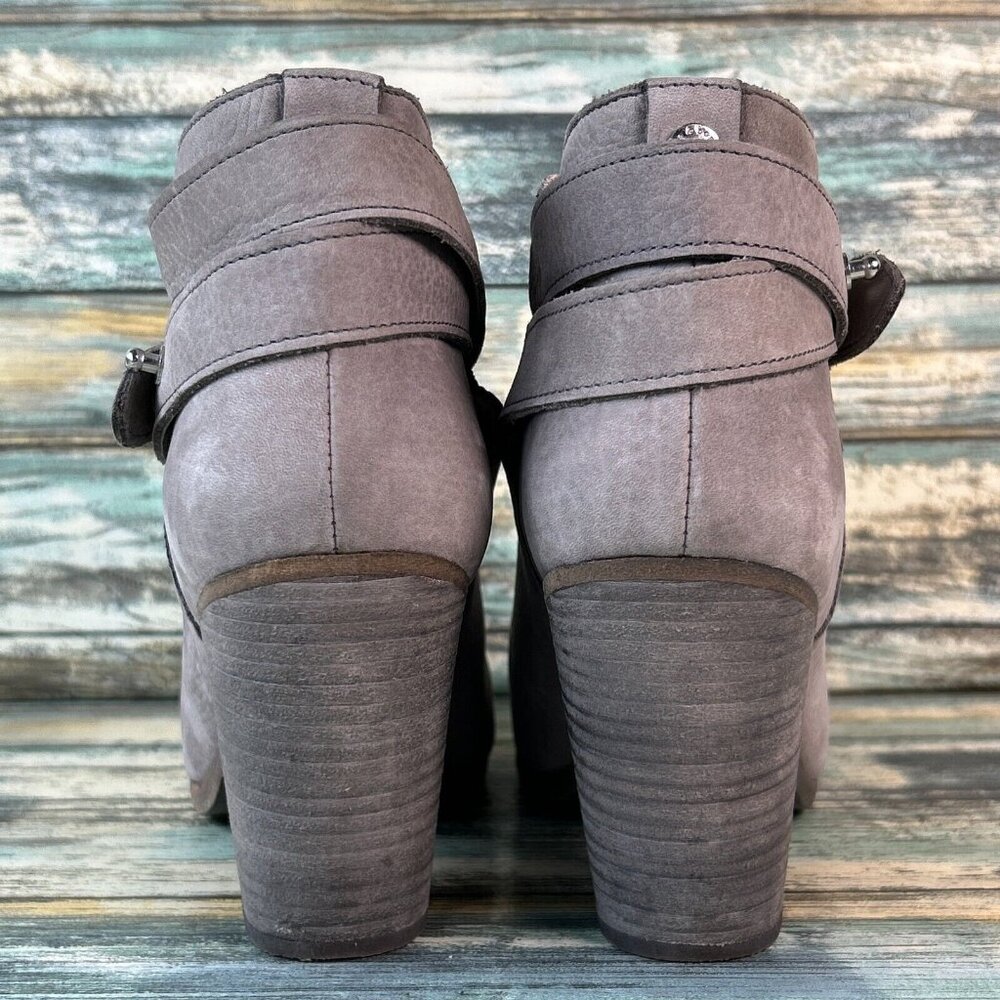 Rag & Bone Harrow Womens Sz 7 Ankle Bootie Gray Leather Block High Heel Slip On - Picture 6 of 11